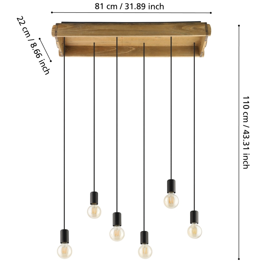 Eglo - Kronleuchter an einer Schnur 6xE27/40W/230V