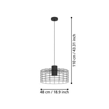 Eglo - Hängeleuchte 1xE27/40W/230V Durchschn. 48 cm schwarz