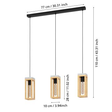 Eglo - Hängeleuchte an Schnur 3xE27/40W/230V