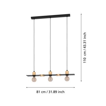 Eglo - Hängeleuchte an Schnur 3xE27/40W/230V