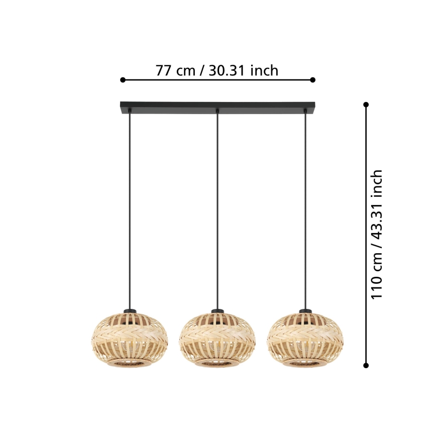 Eglo - Hängeleuchte an Schnur 3xE27/40W/230V