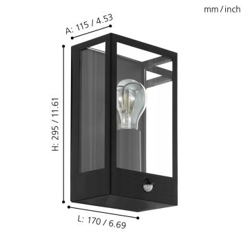 Eglo 780422 - Outdoor-Wandleuchte mit Sensor ALGECIRAS 1xE27/60W/230V IP44