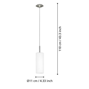 Eglo - Kronleuchter auf einer Litze 1xE27/60W weiß