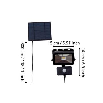 Eglo - LED Solarreflektor mit Sensor 15xLED/0,03W/3,7V IP44