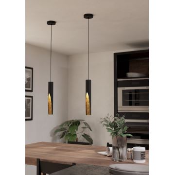 Eglo - LED-Hängeleuchte an Schnur 1xGU10/4,5W/230V schwarz/golden