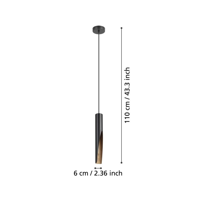 Eglo - LED-Hängeleuchte an Schnur 1xGU10/4,5W/230V schwarz/braun