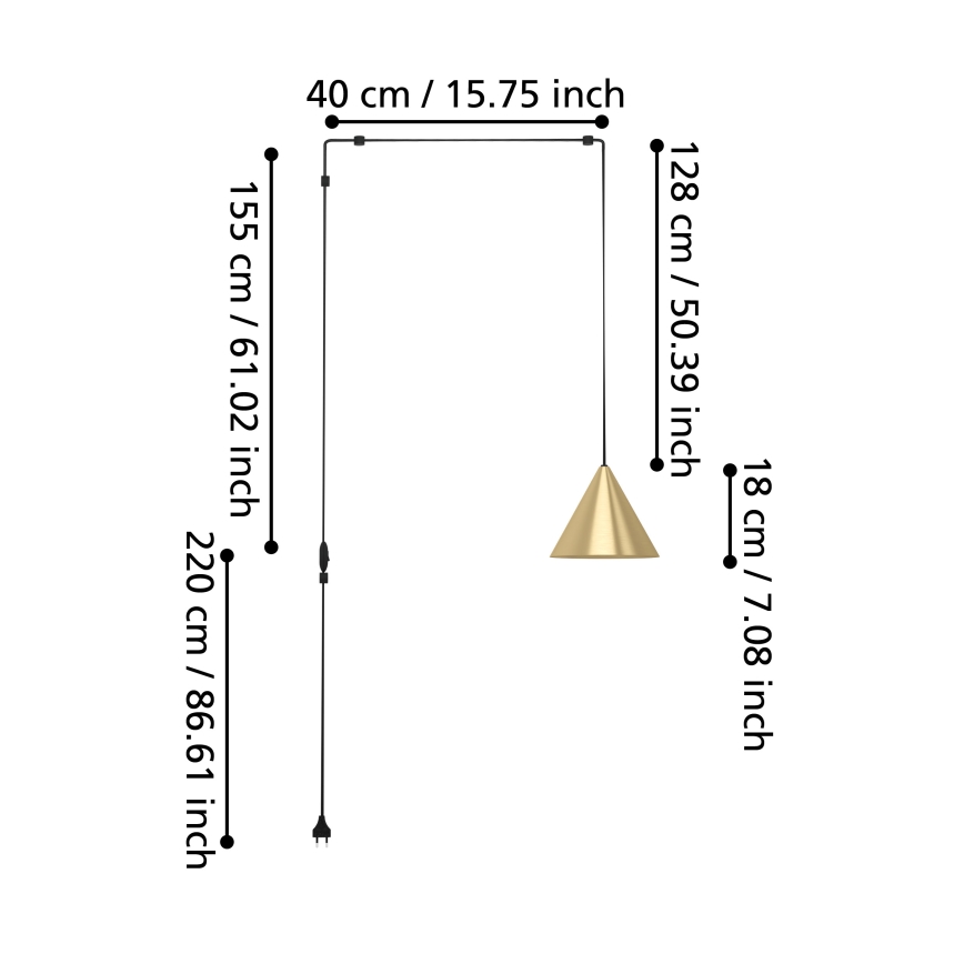 Eglo - Hängeleuchte an Schnur 1xE27/40W/230V