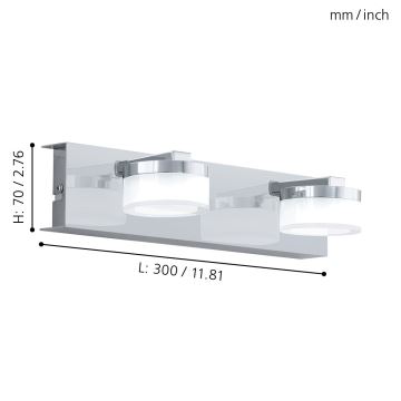 Eglo - Dimmbare LED-Wandleuchte für das Badezimmer 2xLED/7,2W/ IP44