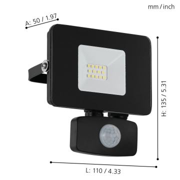 Eglo - LED Scheinwerfer mit Sensor LED/10W/230V