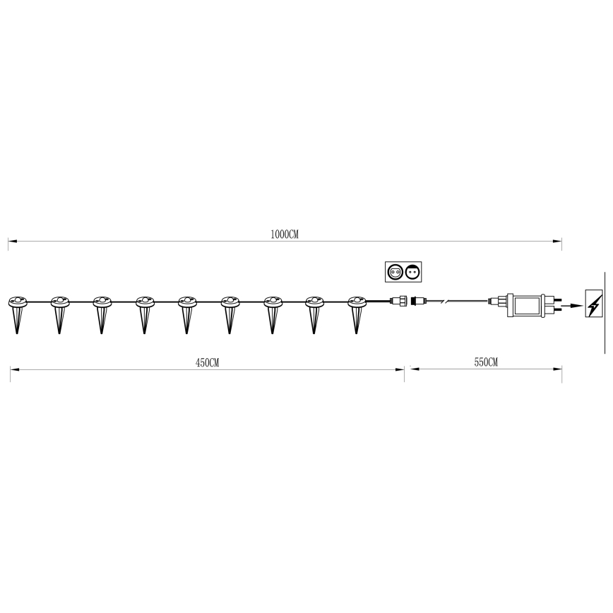 Eglo - LED-Weihnachtskette für den Außenbereich 9xLED 10m IP65 warmweiß