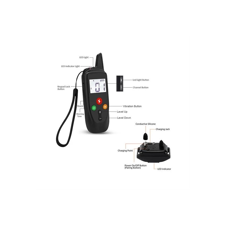 Elektrisches Hundetrainingshalsband 52cm 500m 3,7V IP67