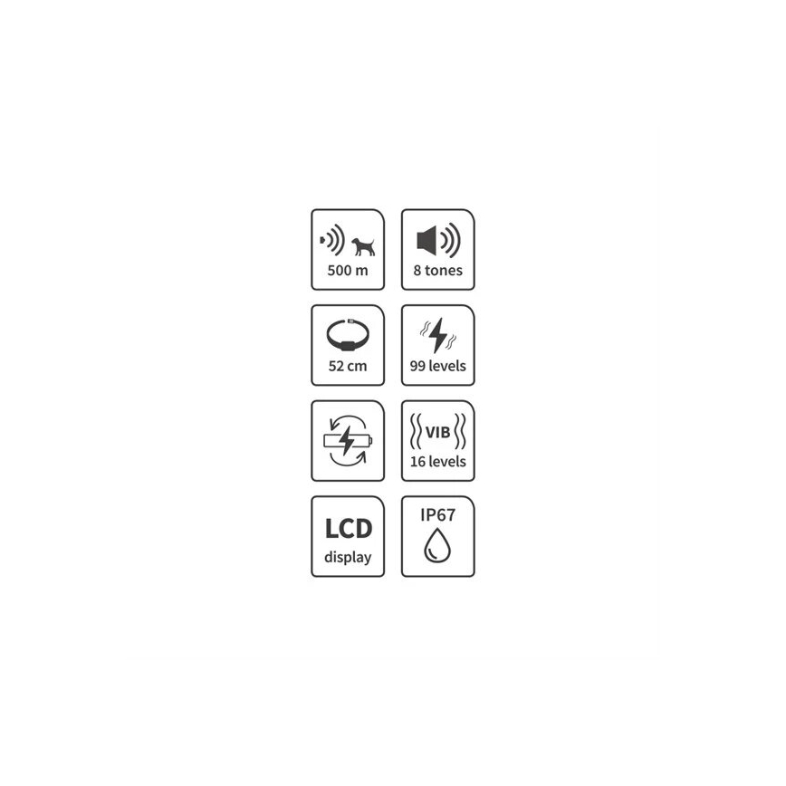 Elektrisches Hundetrainingshalsband 52cm 500m 3,7V IP67