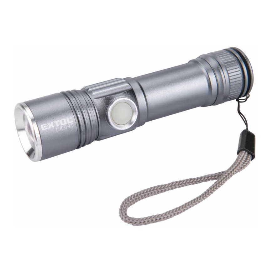 Extol - LED-Taschenlampe LED/2000 mAh/3,7V mattes Chrom