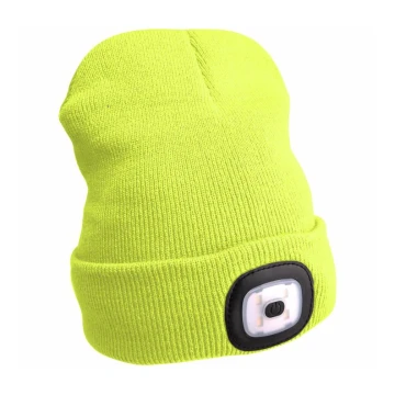 Extol – Mütze mit Stirnleuchte und USB-Aufladung 300 mAh neon-gelb Größe UNI