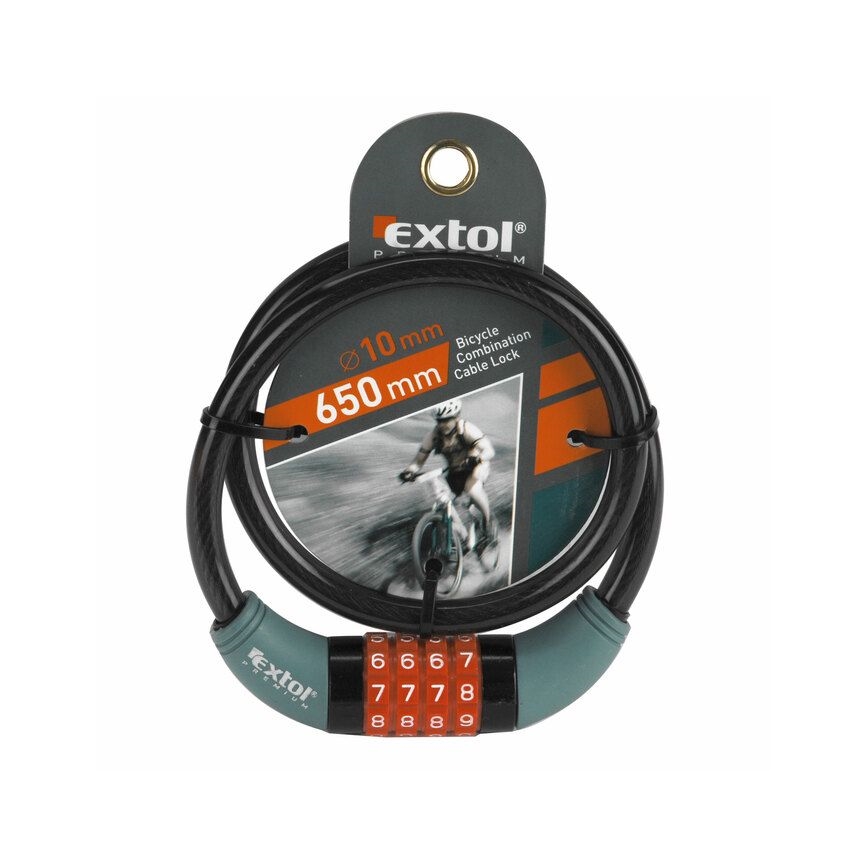 Extol Premium - Kabel-Fahrradschloss10x650 mm mit vierstelligem Code