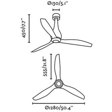 FARO 32027 - Deckenventilator MINI ETERFAN schwarz/klar + Fernbedienung