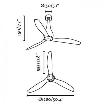 FARO 32028 - Deckenventilator MINI ETERFAN schwarz + Fernbedienung