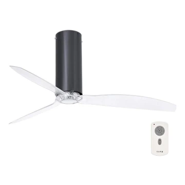 FARO 32035 - Deckenventilator TUBE FAN schwarz/klar + Fernbedienung