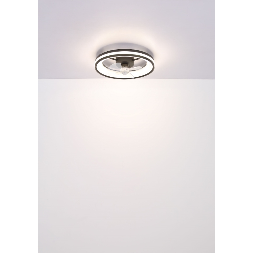 Globo - Dimmbare LED-Deckenleuchte mit Ventilator LED/30W/230V 2700-6500K schwarz + Fernbedienung