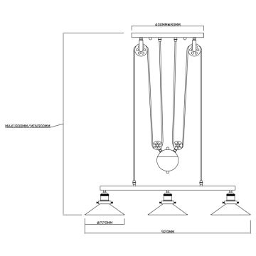 Globo - Hängeleuchte an Schnur 3xE27/60W/230V