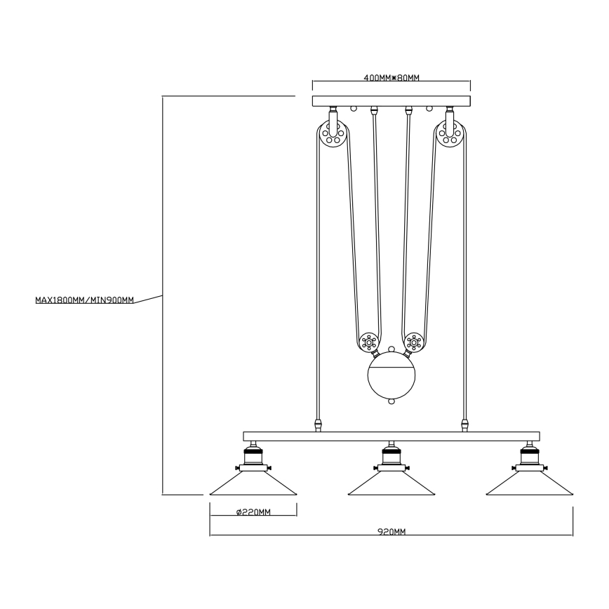 Globo - Hängeleuchte an Schnur 3xE27/60W/230V