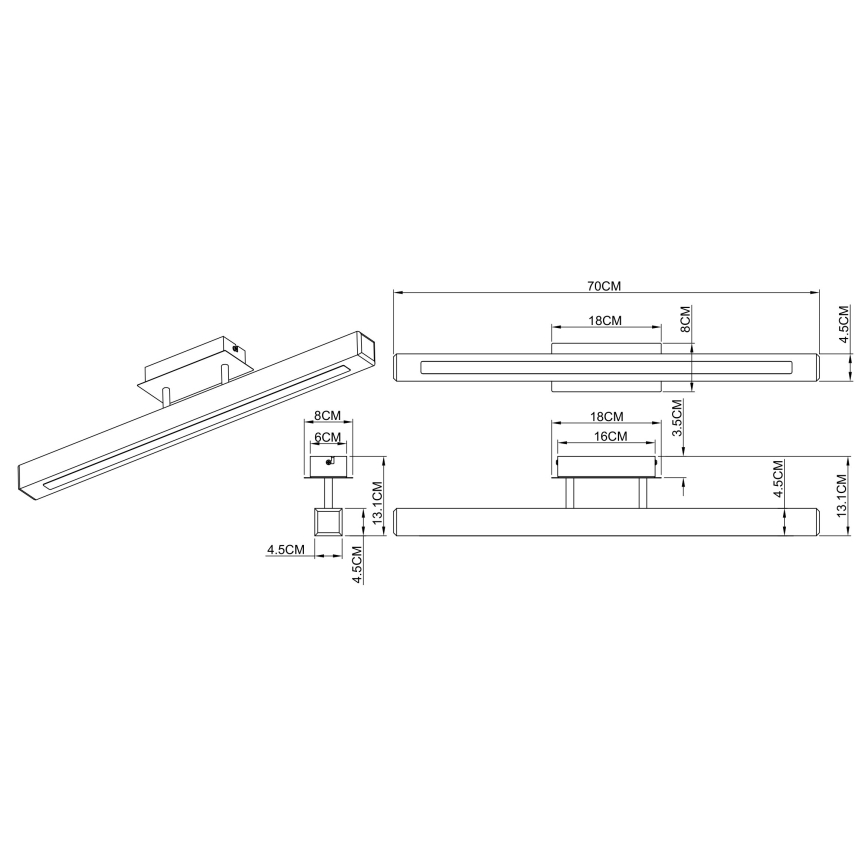 Globo - LED-Aufbauleuchte LED/20W/230V Kiefer