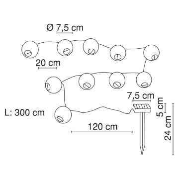 Globo - LED-Solarlichterkette 10xLED/0,06W/1,2V IP44