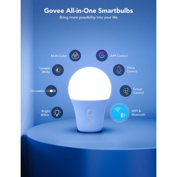 Govee - LED RGBWW Glühlampe Smart E27/9W/230V 2700-6500K Wi-Fi