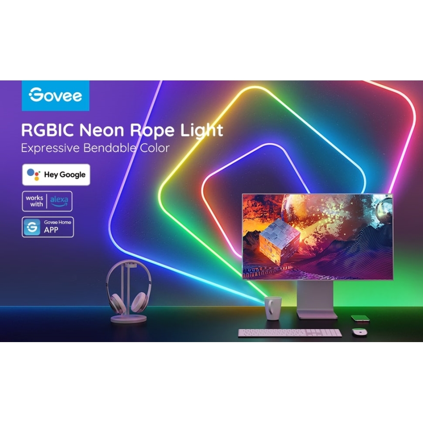 Govee - Neon SMART biegsamer LED-Streifen RGBIC 2m Wi-Fi IP67