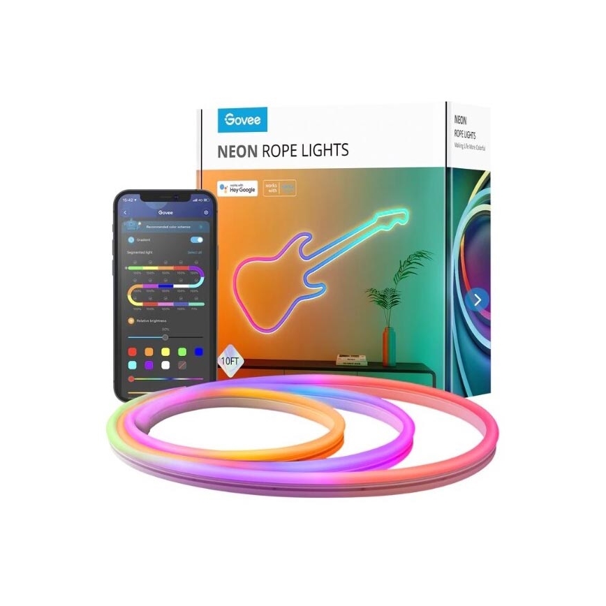 Govee - Neon SMART biegsamer LED-Streifen - RGBIC - 3m Wi-Fi IP67
