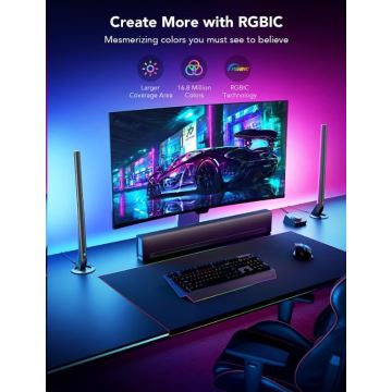 Govee - SET 2x Smart Gaming Wi-Fi LED RGBIC Panels + Smart Dual + Fernbedienung