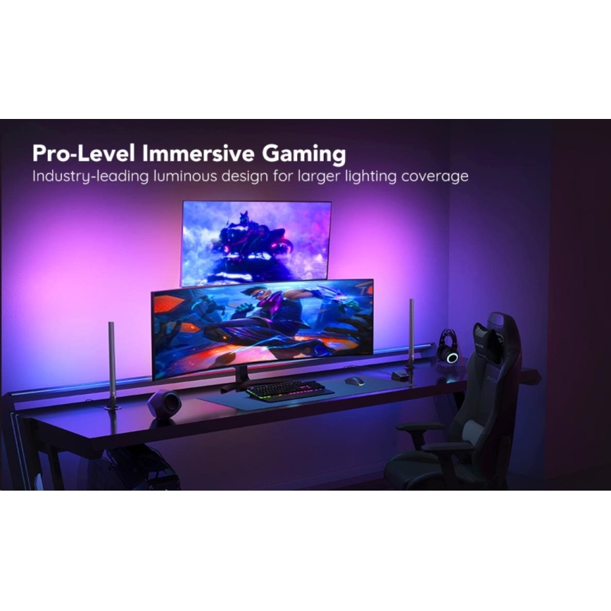 Govee - SET 2x Smart Gaming Wi-Fi LED RGBIC Panels + Smart Dual + Fernbedienung