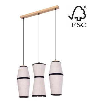 Hängeleuchte an Schnur AMIGO 3xE27/25W/230V Eiche – FSC-zertifiziert