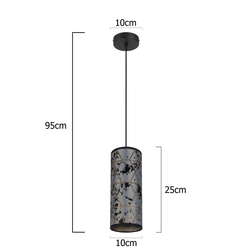 Hängeleuchte an Schnur AVALO 1xE27/60W/230V grau/schwarz