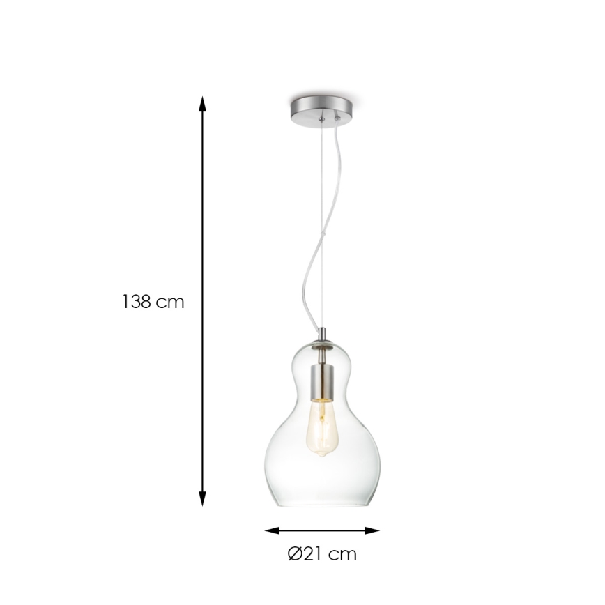 Hängeleuchte an Schnur BELLO 1xE27/40W/230V d 21 cm klar