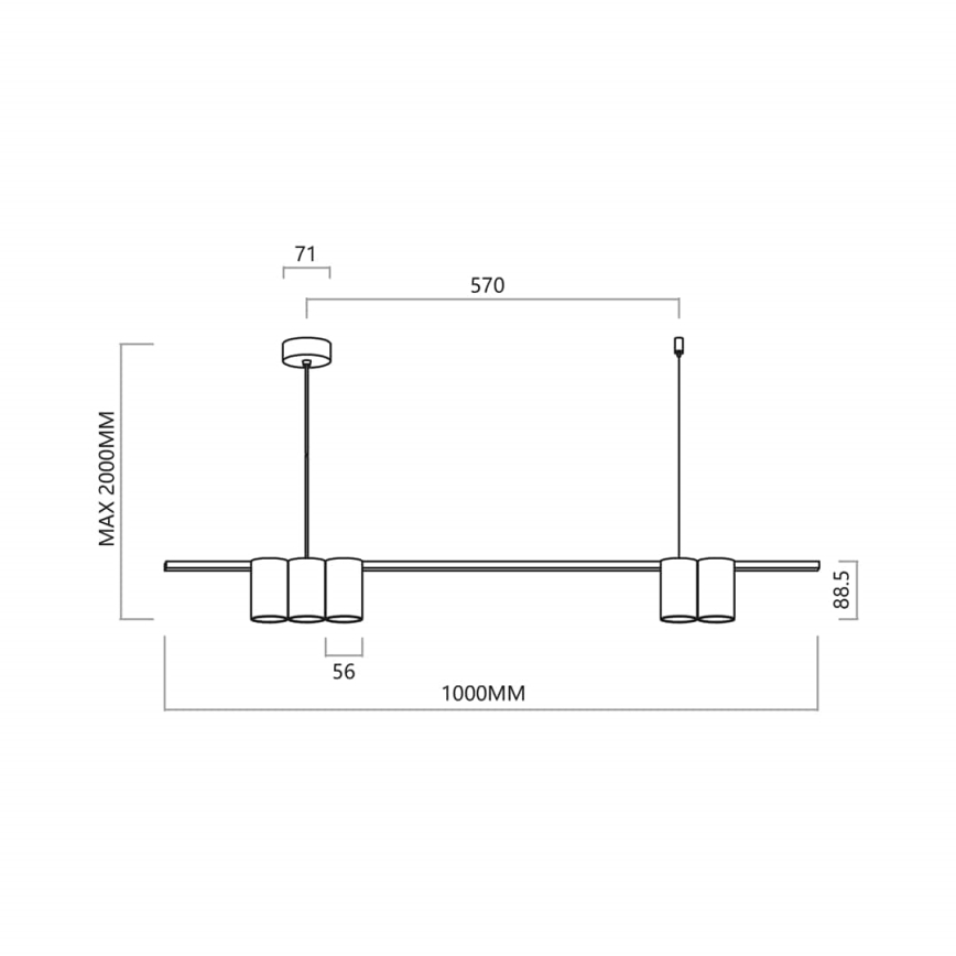 Hängeleuchte an Schnur GENESIS 5xGU10/8W/230V weiß