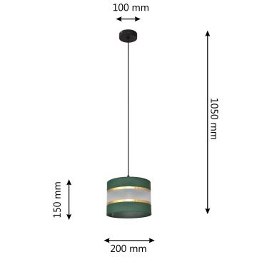 Hängeleuchte an Schnur HELEN 1xE27/60W/230V d 20 cm grün/golden