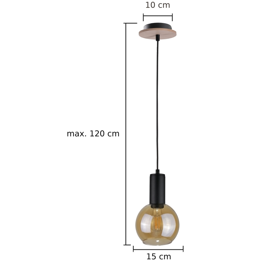 Hängeleuchte an Schnur JANTAR WOOD 1xE27/60W/230V