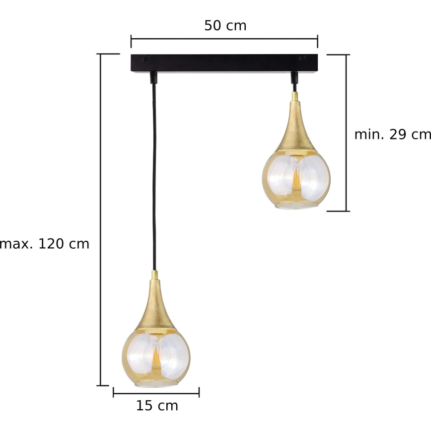 Hängeleuchte an Schnur LACRIMA HONEY 2xE27/60W/230V