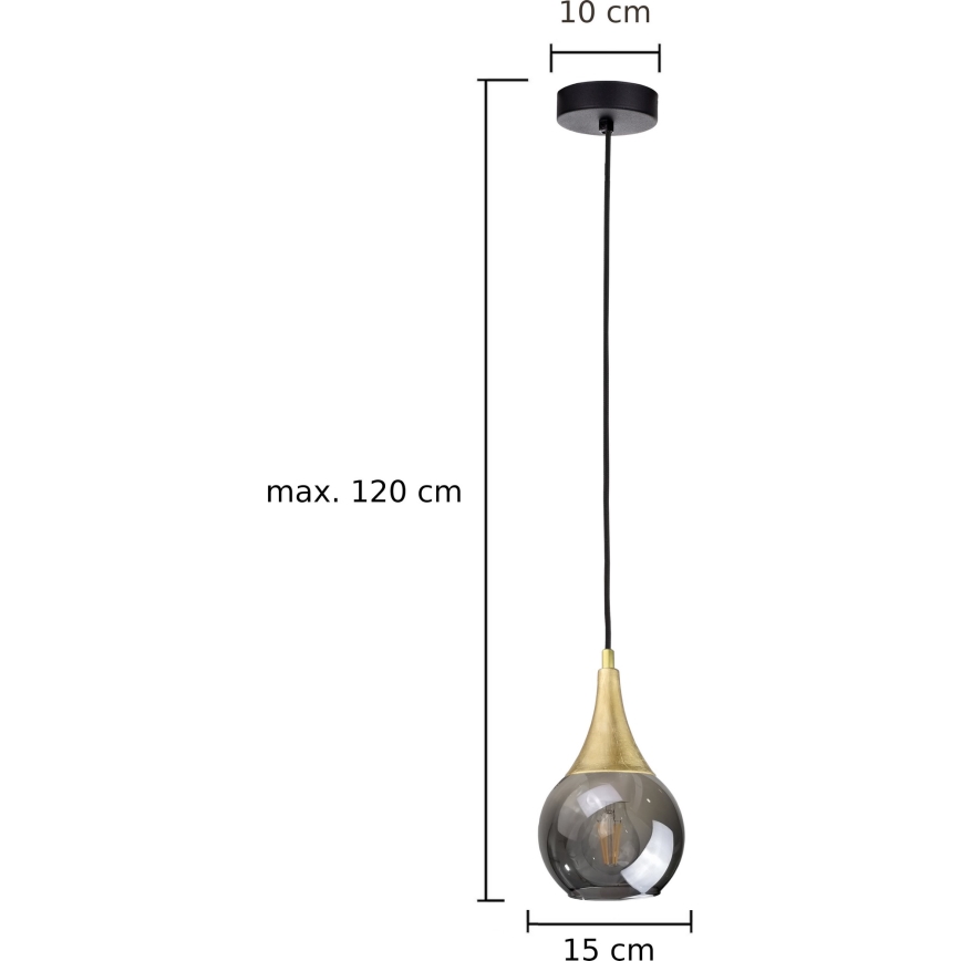 Hängeleuchte an Schnur LACRIMA SMOKY 1xE27/60W/230V