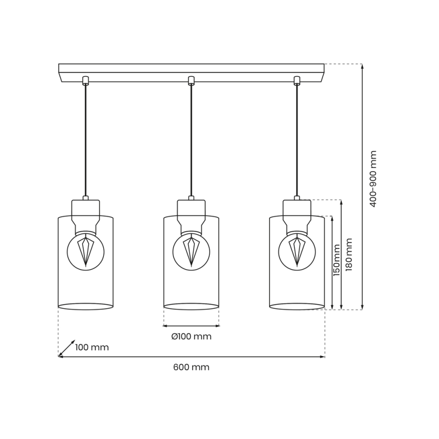 Hängeleuchte an Schnur MADERA 3xE27/60W/230V weiß/Holz