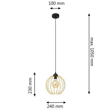 Hängeleuchte an Schnur MERCURE 1xE27/60W/230V golden/schwarz