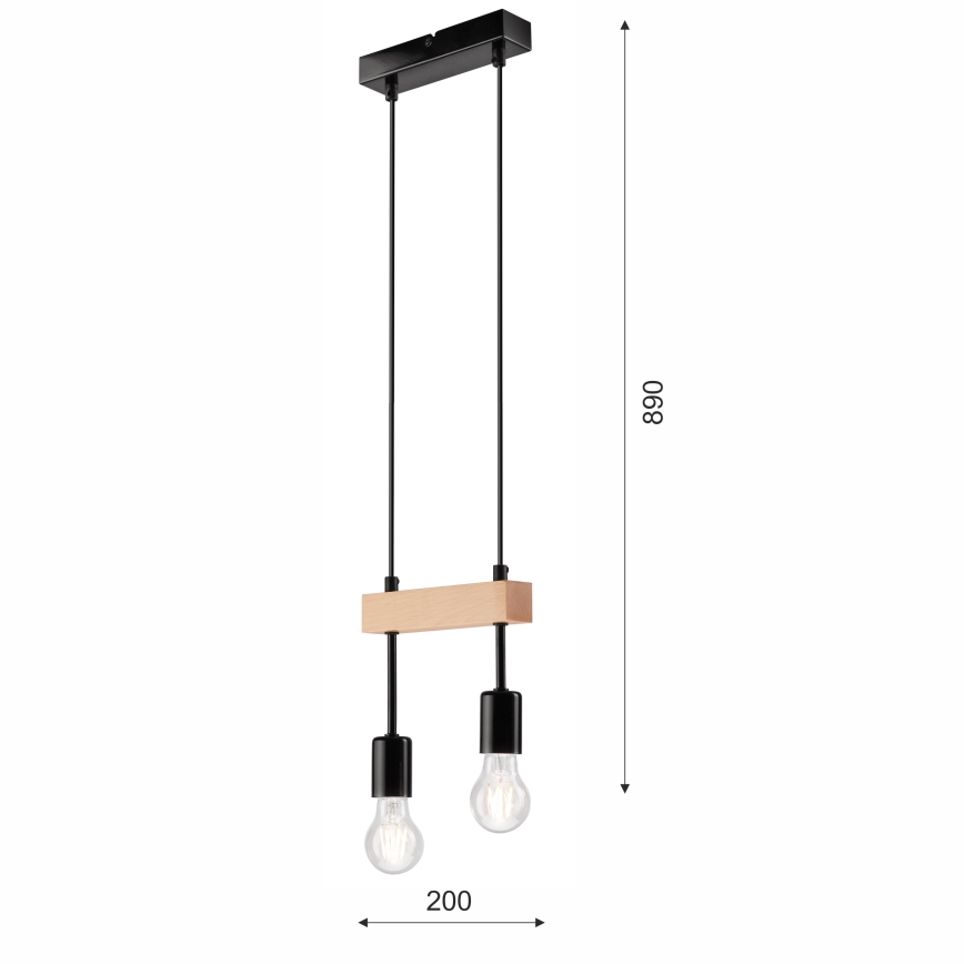 Hängeleuchte an Schnur ORAZIO 2xE27/60W/230V Buche - FSC-zertifiziert