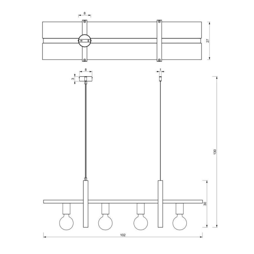 Hängeleuchte an Schnur SHELF 4xE27/60W/230V