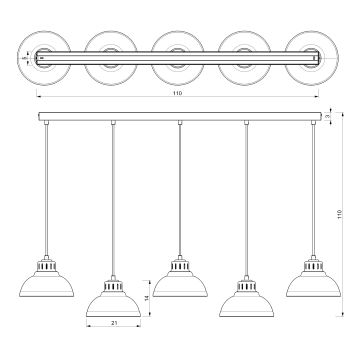 Hängeleuchte an Schnur SVEN 5xE27/15W/230V weiß