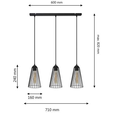 Hängeleuchte an Schnur TORRI 3xE27/15W/230V schwarz