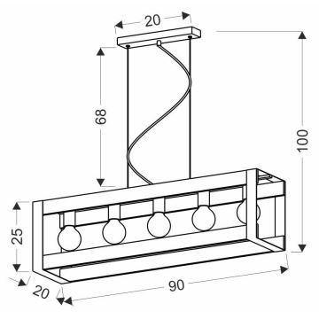 Hängeleuchte an Schnur VARNA 5xE27/40W/230V Eiche