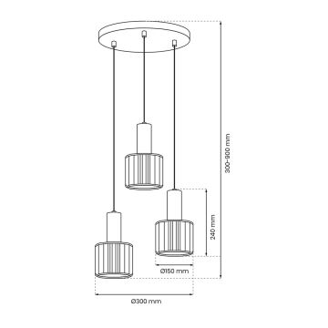 Hängeleuchte CRISTAL 3xE27/60W/230V schwarz