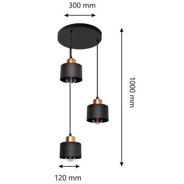 Hängeleuchte EDISON 3xE27/60W/230V