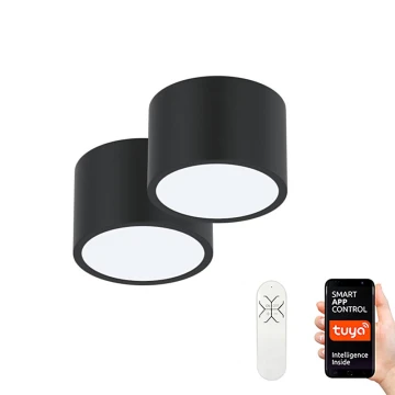 Immax Neo 07023L-15BD - Set 2x Dimmbare LED-Deckenleuchte RONDATE schwarz 2xLED/12W/230V + Fernbedienung Tuya